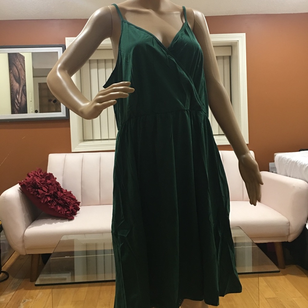 Style Word women’s Sleeves Vneck Dress green xxl